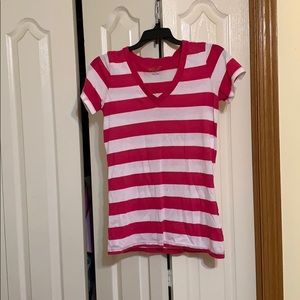 ARIZONA JEAN CO Pink and White striped tee shirt